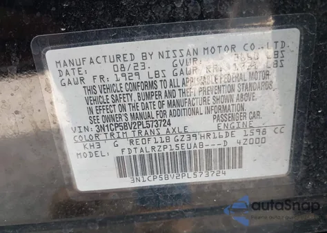 2023 Nissan Kicks S Xtronic Cvt z USA, uszkodzony, nr VIN 3N1CP5BV2PL573724